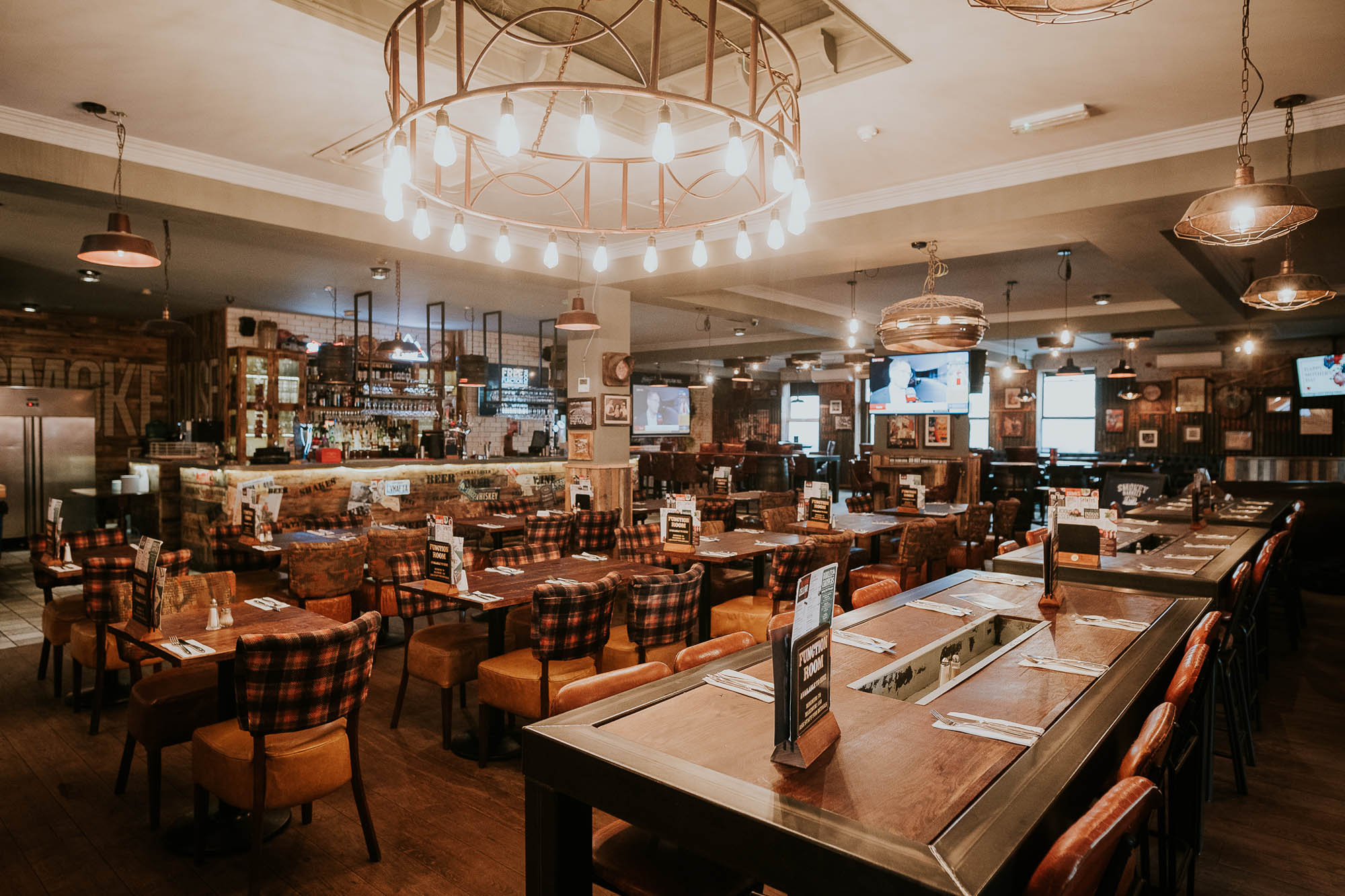 Inside the restaurant at Smokey Barrels